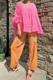 Made in Italy Sa Caleta Cotton Artist Smock Popsicle Pink
